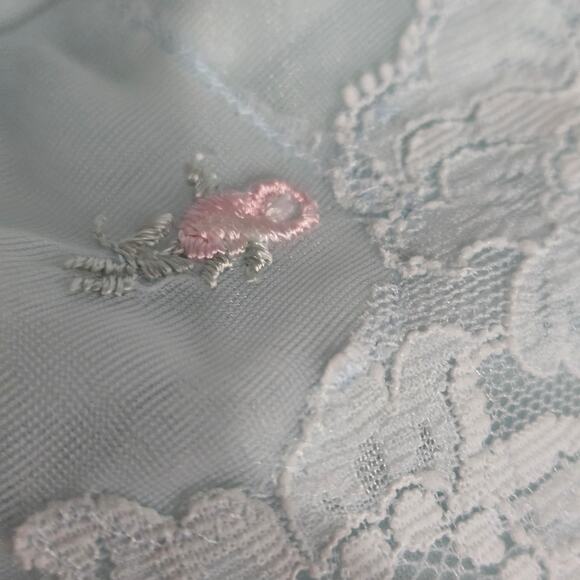 Vintage Shadowline Peignoir Set Blue Powder Chiffon Sheer Nylon Gown Robe XL - Picture 10 of 16